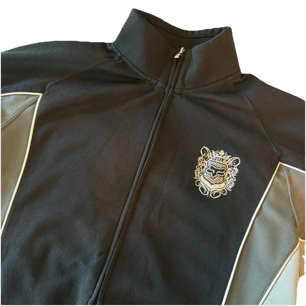 Fox Racing Men's L Black and Gray Long Sleeve Full Zip Jacket Motorcross Y2K EUC
